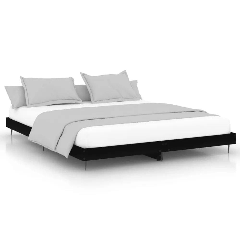 Estrutura de cama 140x200 cm derivados de madeira preto