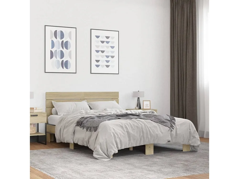 Estrutura de cama 140x200 cm derivados madeira/metal