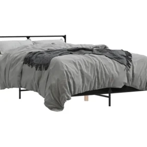 Estrutura de cama 140x200 cm derivados de madeira/metal preto