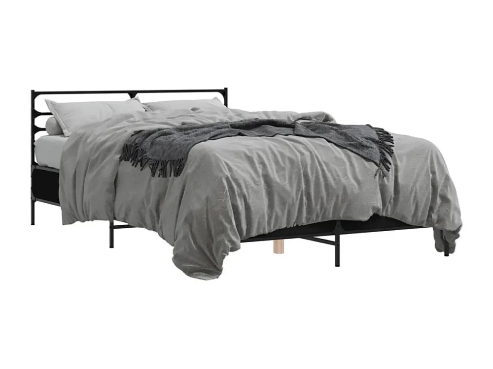 Estrutura de cama 140x200 cm derivados de madeira/metal preto