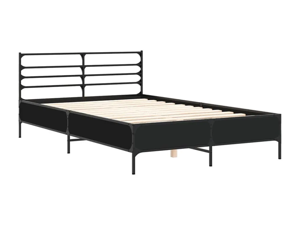 Estrutura de cama 140x200 cm derivados de madeira/metal preto