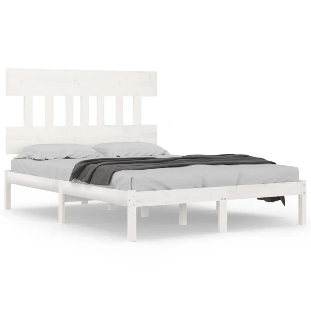 Estrutura de cama 140x200 cm madeira maciç branco