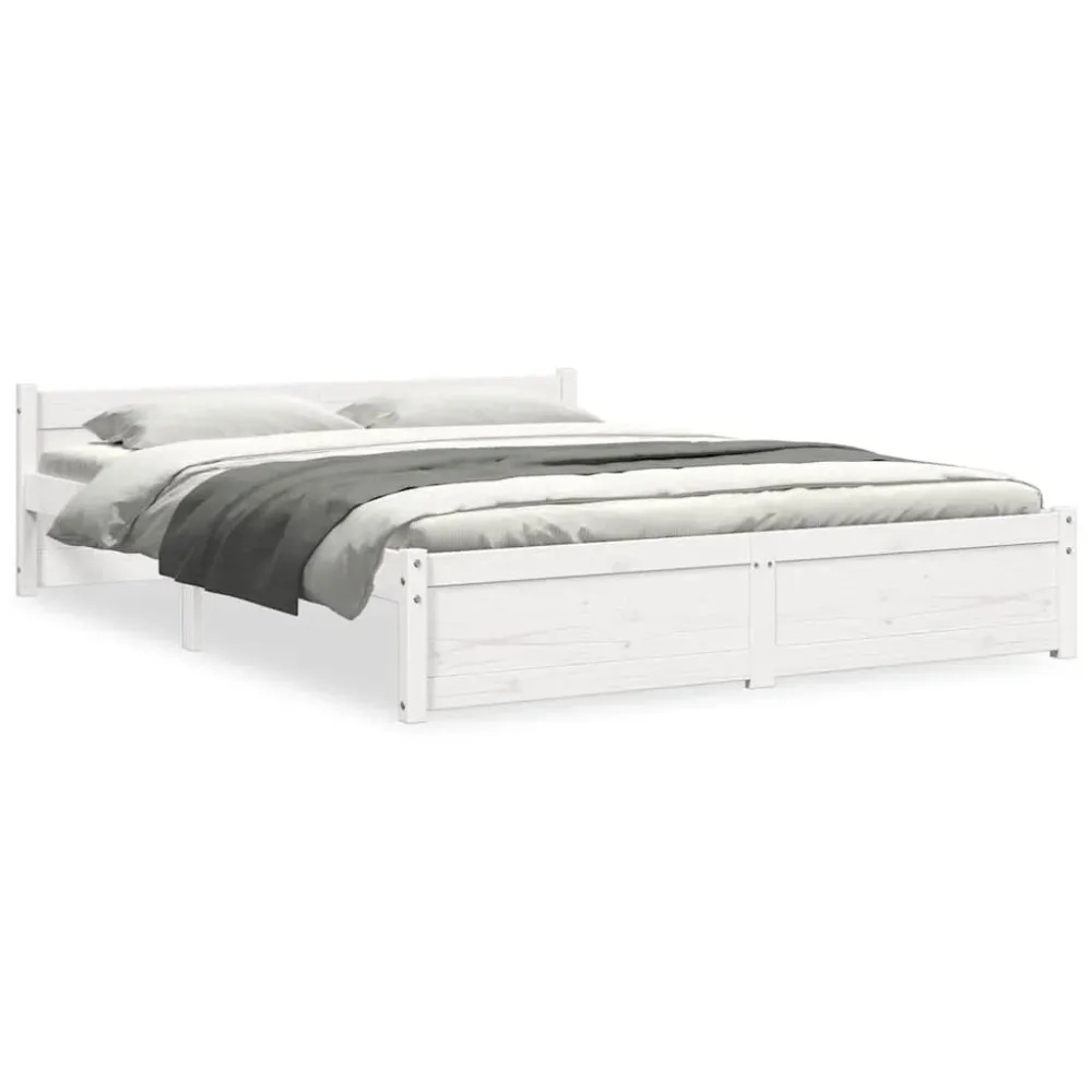 Estrutura de cama 140x200 cm madeira maciç branco