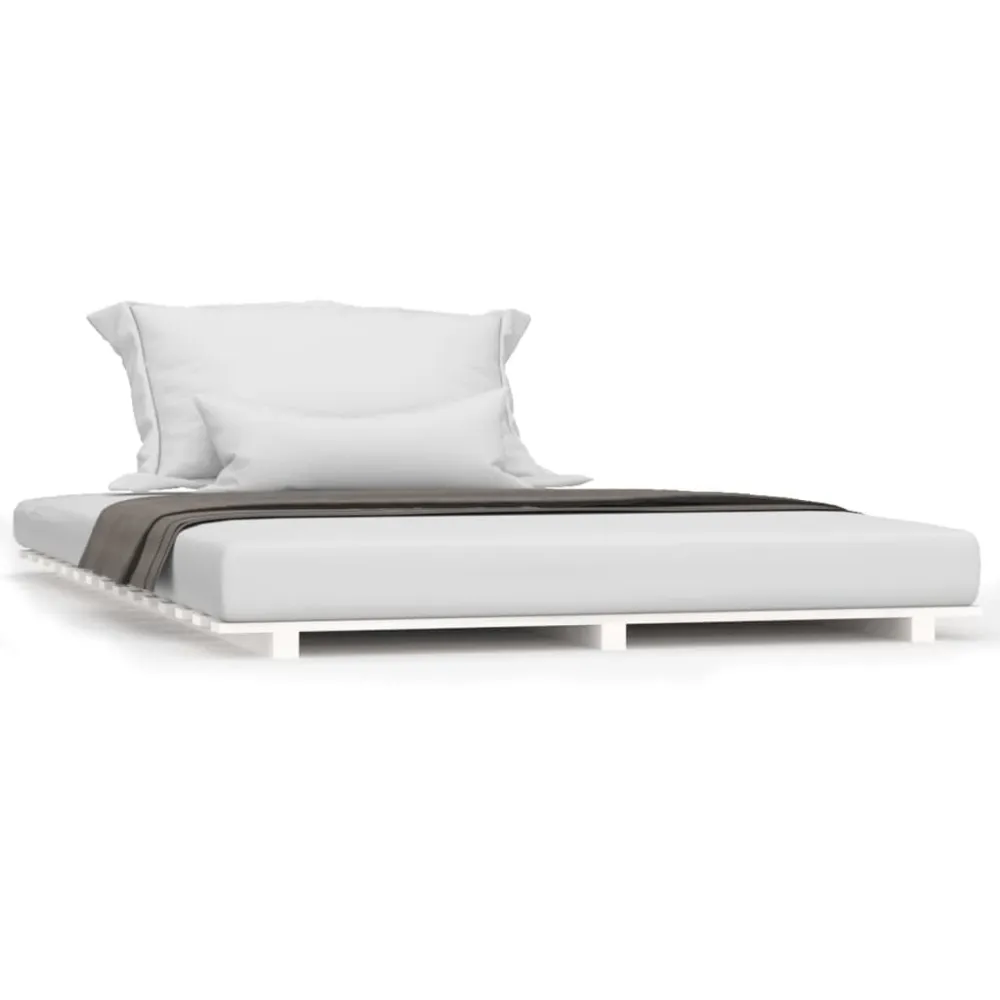Estrutura de cama 140x200 cm madeira de pinho maciç branco