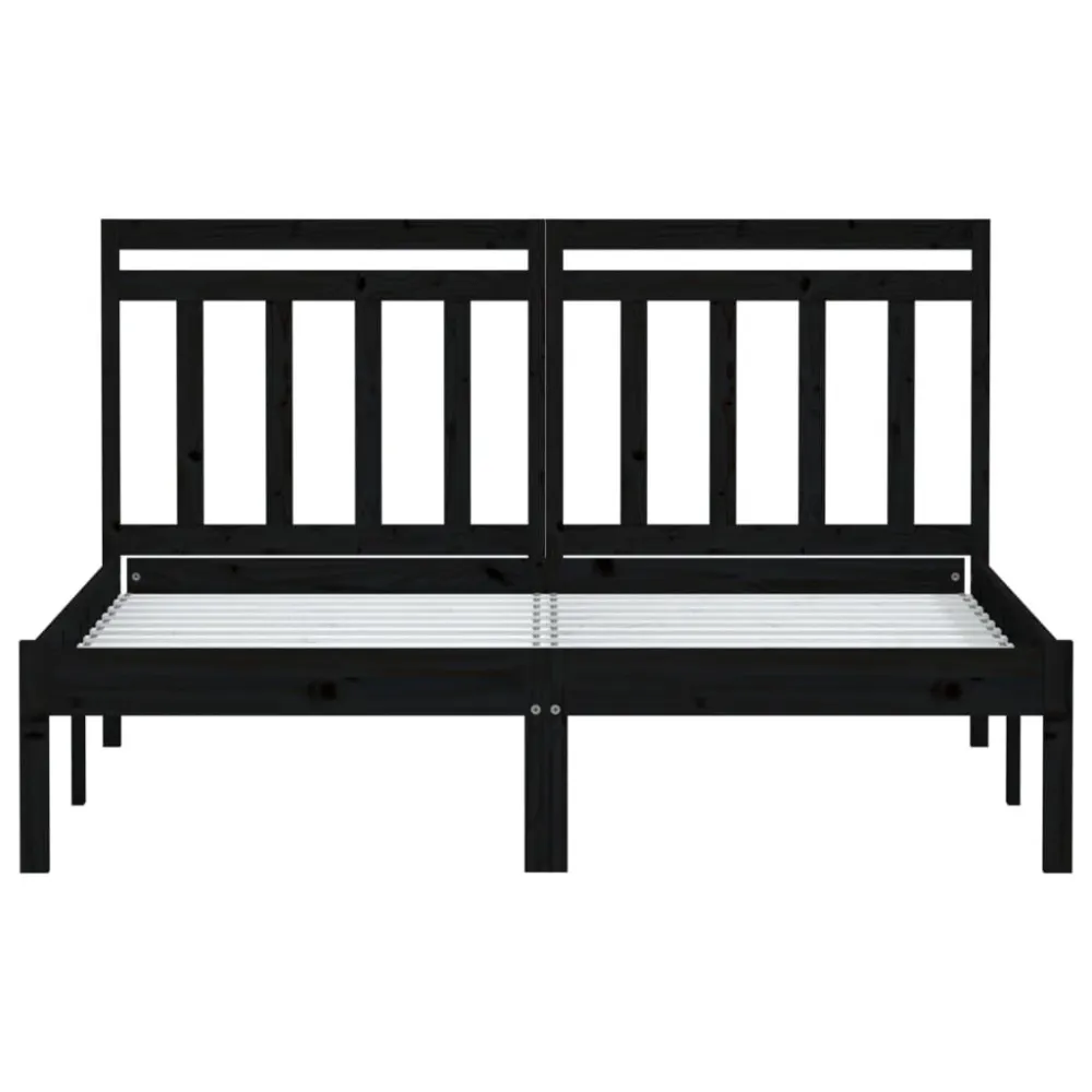 Estrutura de cama 140x200 cm madeira de pinho maciç preto