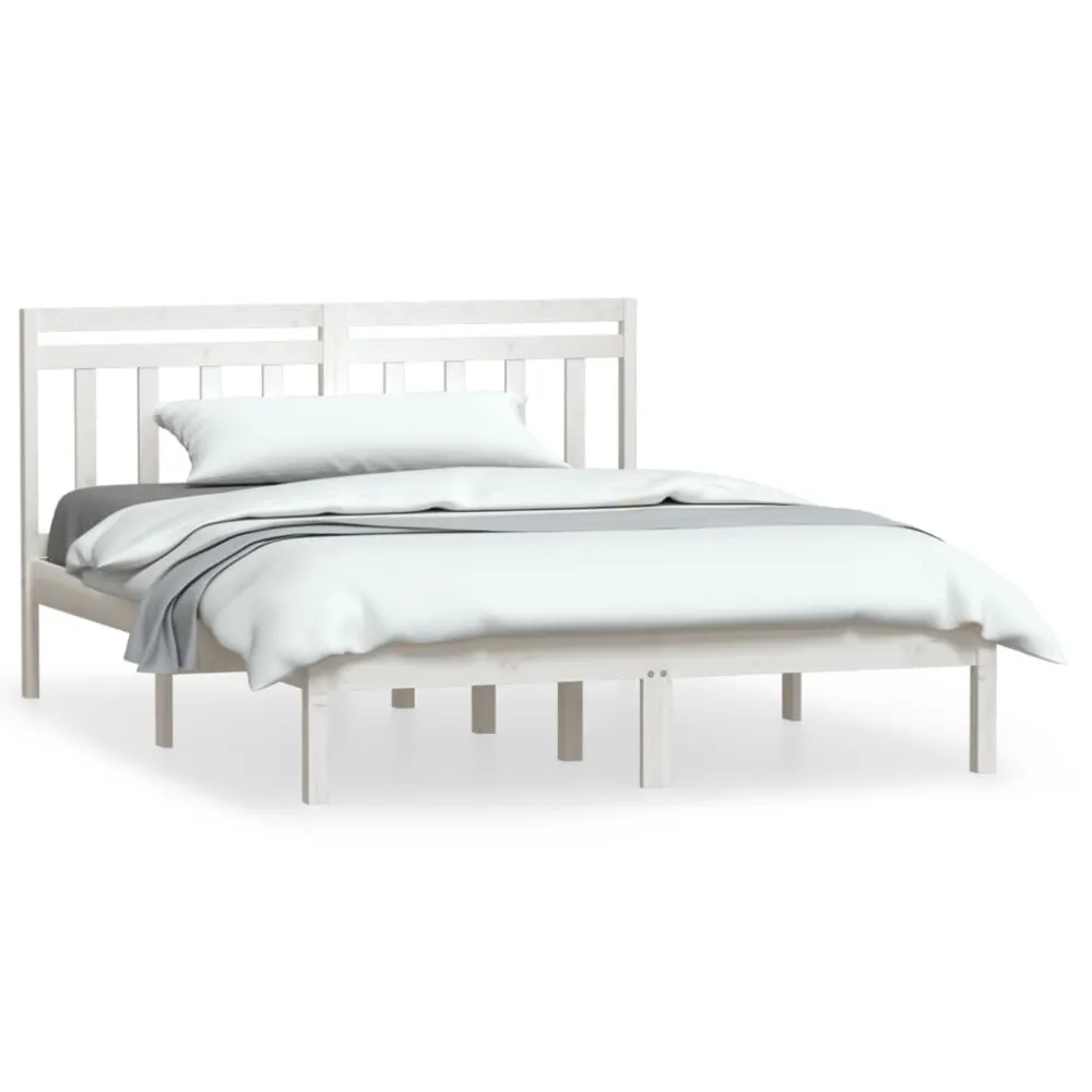 Estrutura de cama 140x200 cm madeira de pinho maciç branco