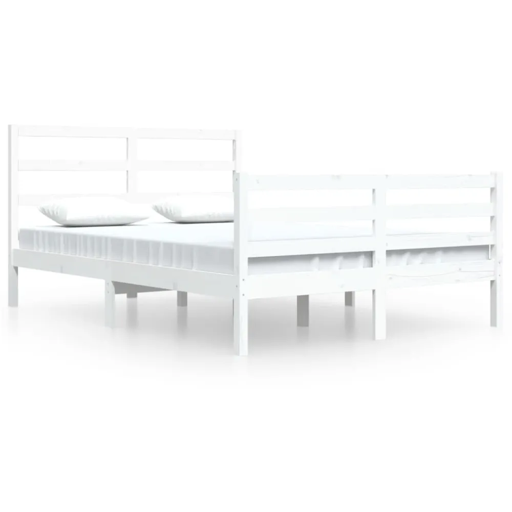 Estrutura de cama 140x200 cm madeira de pinho maciç branco