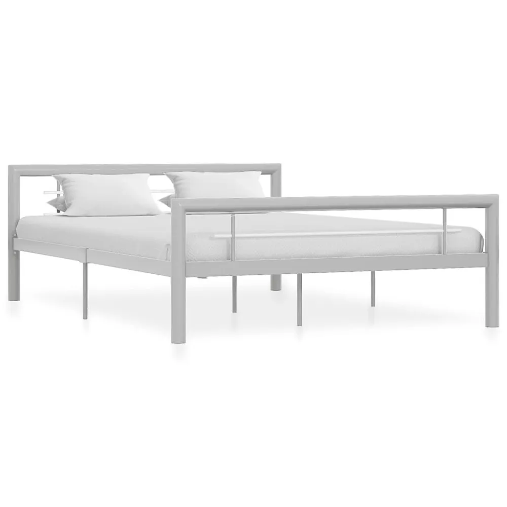 Estrutura de cama 140x200 cm metálico cinzento e branco