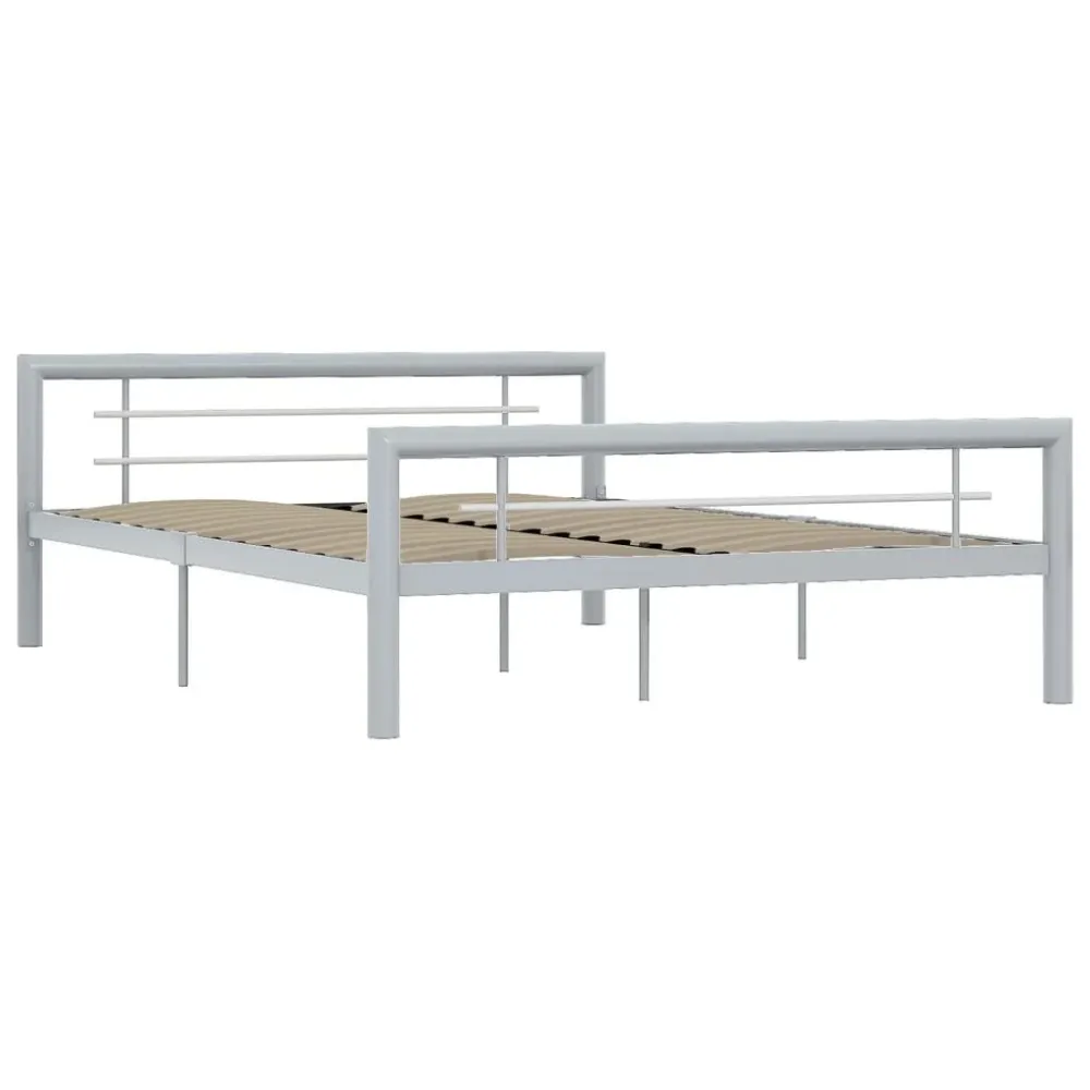 Estrutura de cama 140x200 cm metálico cinzento e branco