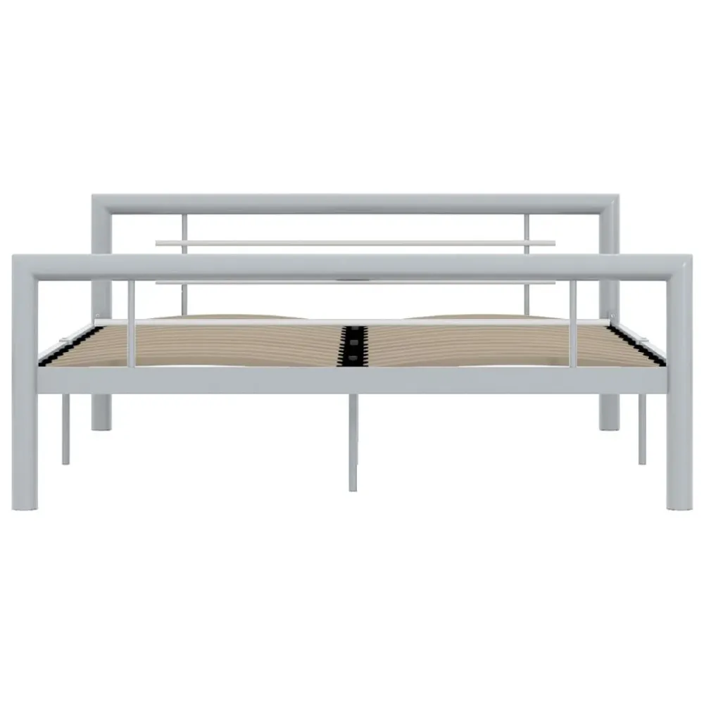 Estrutura de cama 140x200 cm metálico cinzento e branco