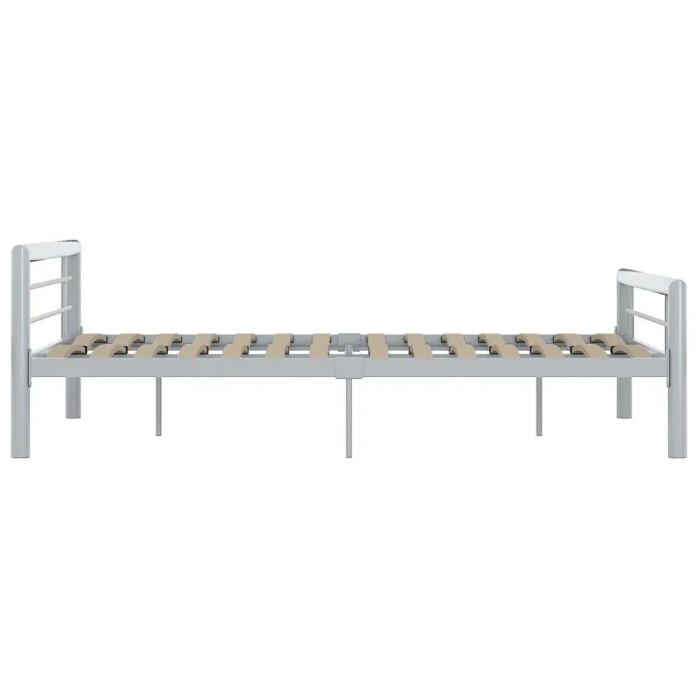 Estrutura de cama 140x200 cm metálico cinzento e branco