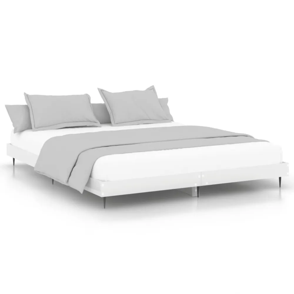 Estrutura de cama 150x200 cm derivados madeira branco resplandecente