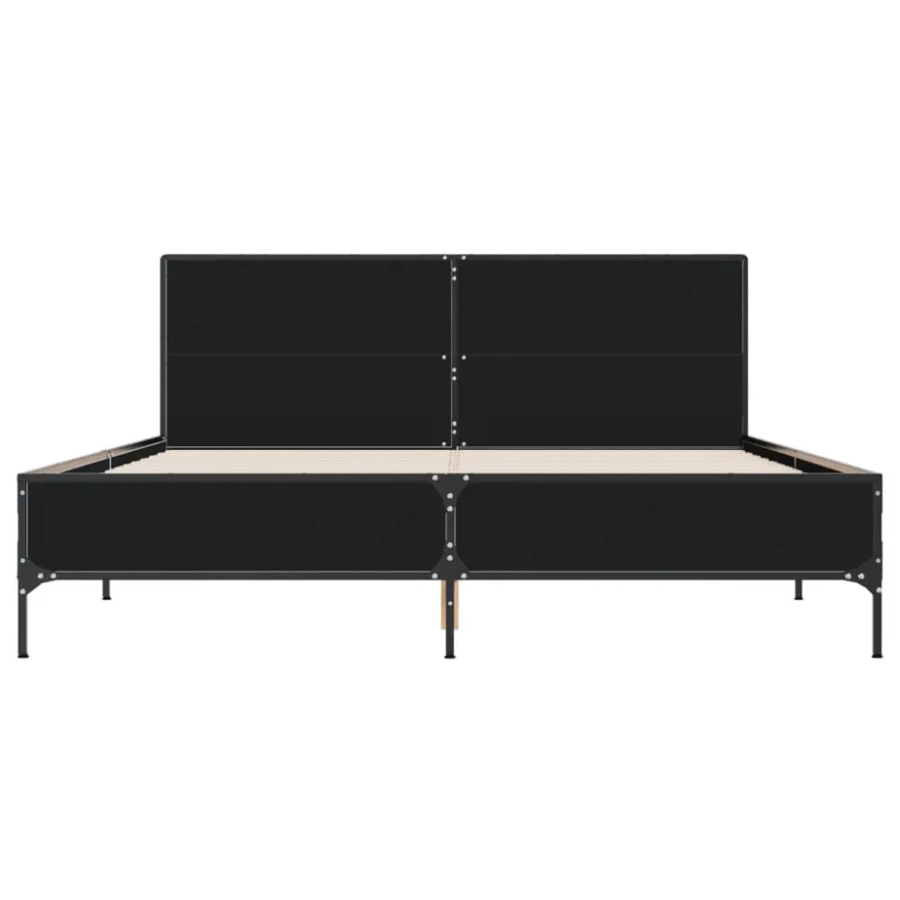 Estrutura de cama 150x200 cm derivados de madeira/metal preto