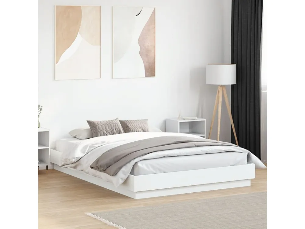 Estrutura de cama 160x200 cm derivados de madeira branco