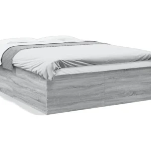 Estrutura de cama 160x200 cm derivados de madeira cinza sonoma
