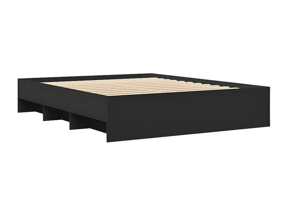 Estrutura de cama 160x200 cm derivados de madeira preto