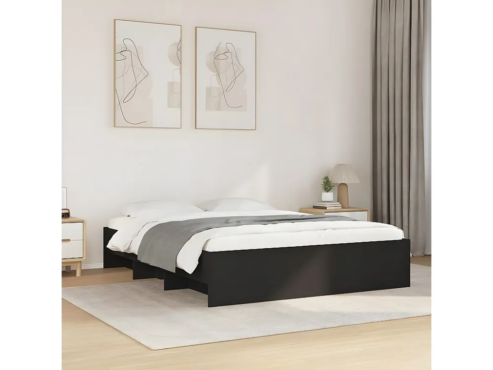 Estrutura de cama 160x200 cm derivados de madeira preto