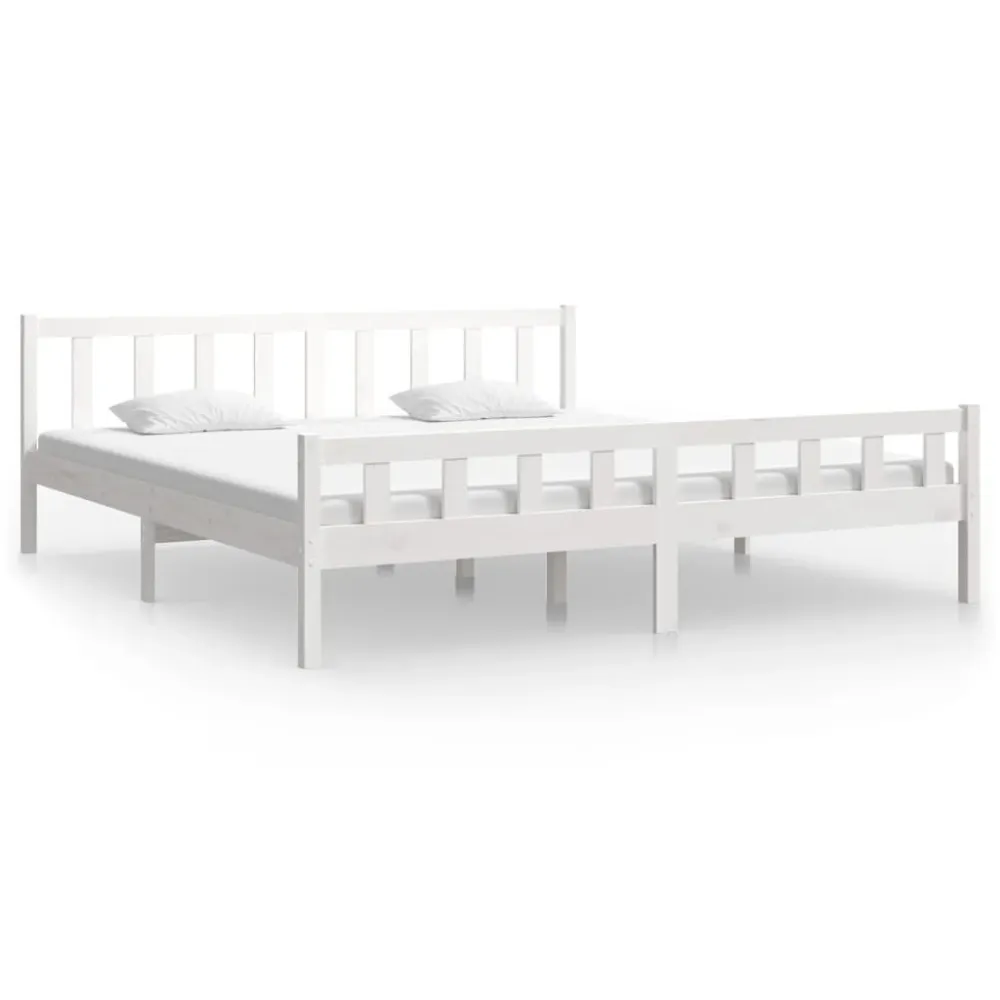 Estrutura de cama 160x200 cm madeira maciç branco