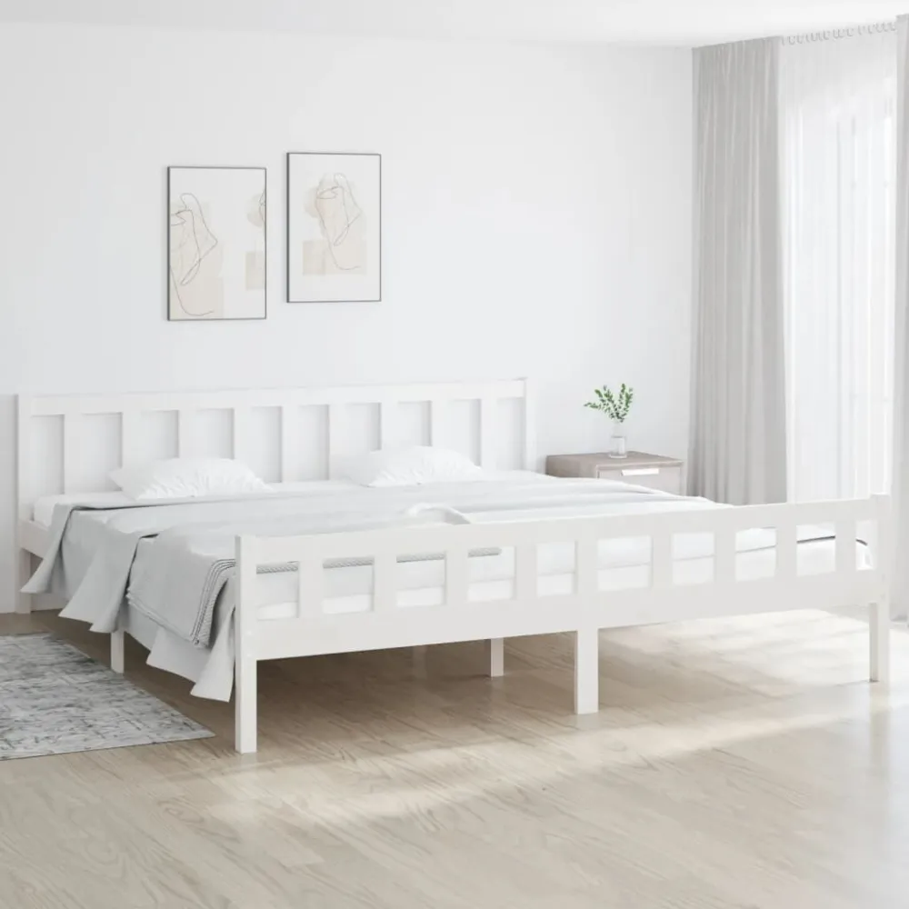 Estrutura de cama 160x200 cm madeira maciç branco