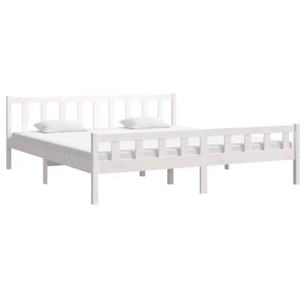 Estrutura de cama 160x200 cm madeira maciç branco