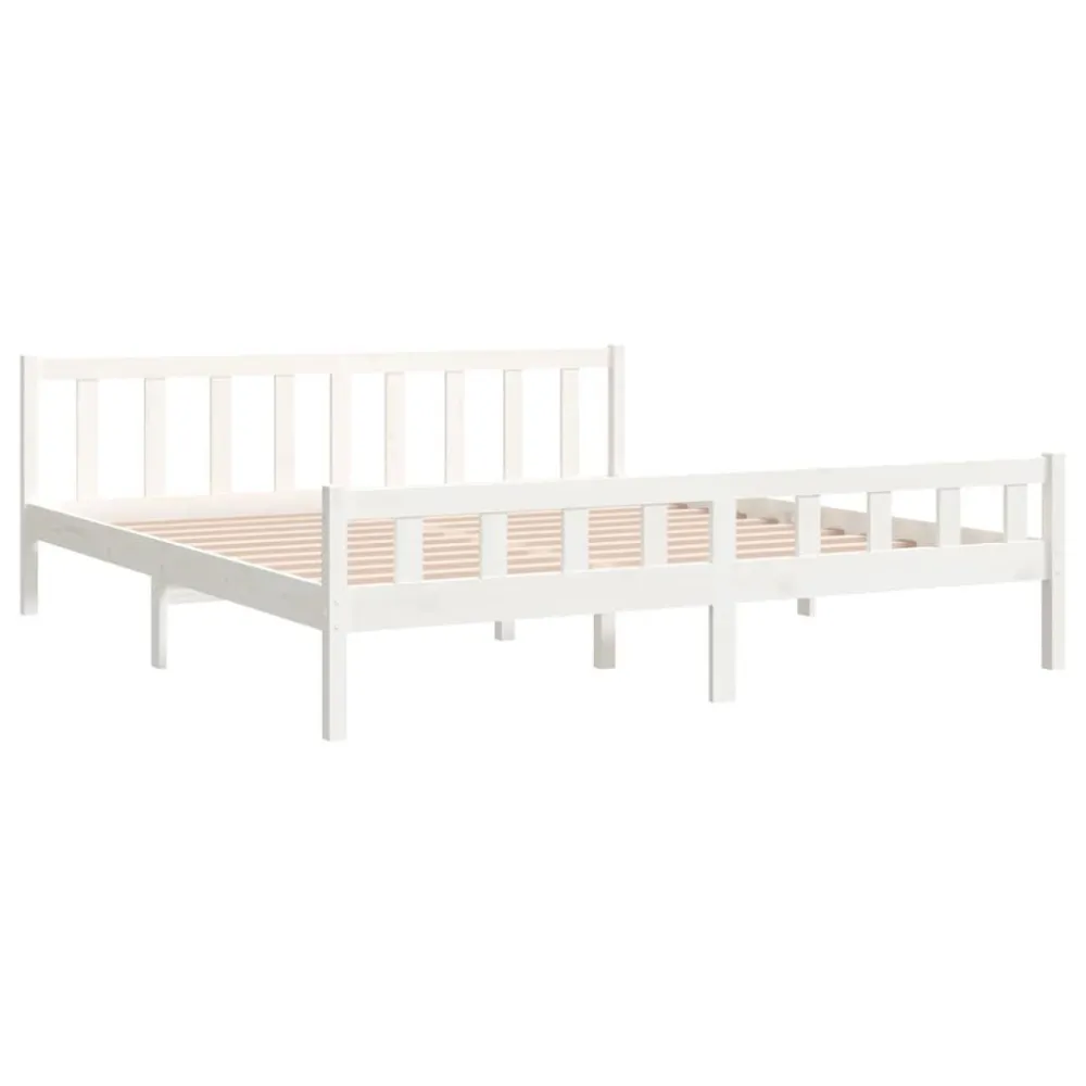Estrutura de cama 160x200 cm madeira maciç branco