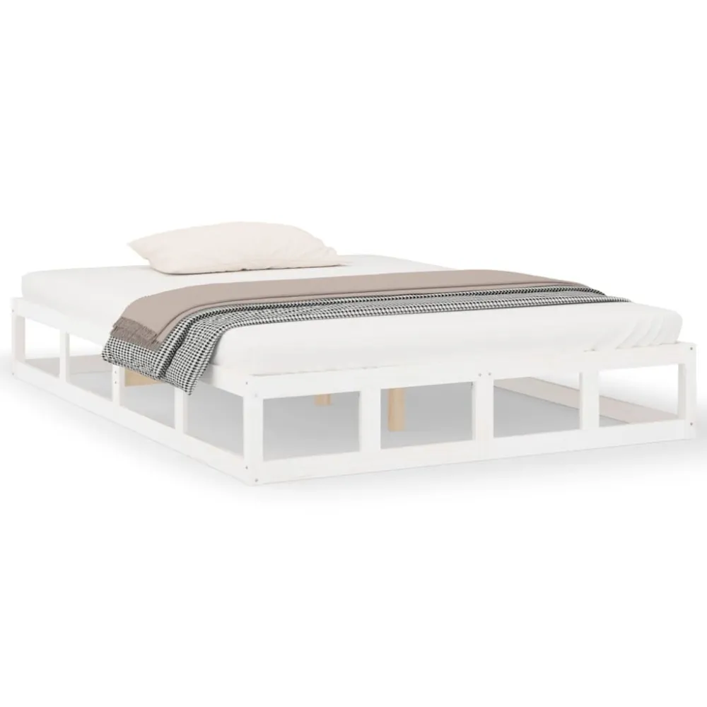 Estrutura de cama 160x200 cm madeira maciç branco