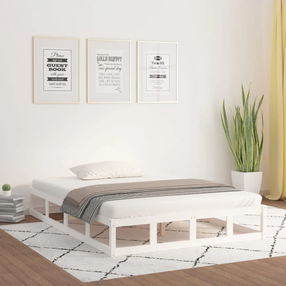 Estrutura de cama 160x200 cm madeira maciç branco