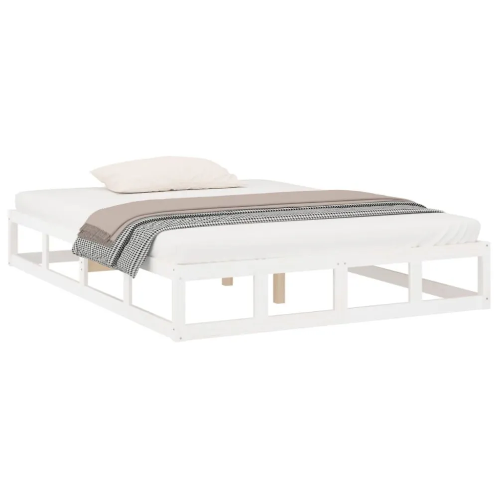 Estrutura de cama 160x200 cm madeira maciç branco