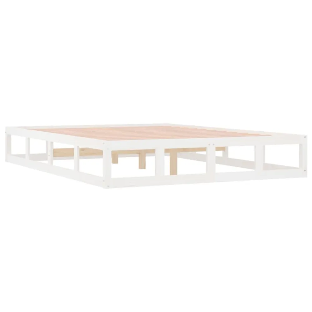 Estrutura de cama 160x200 cm madeira maciç branco
