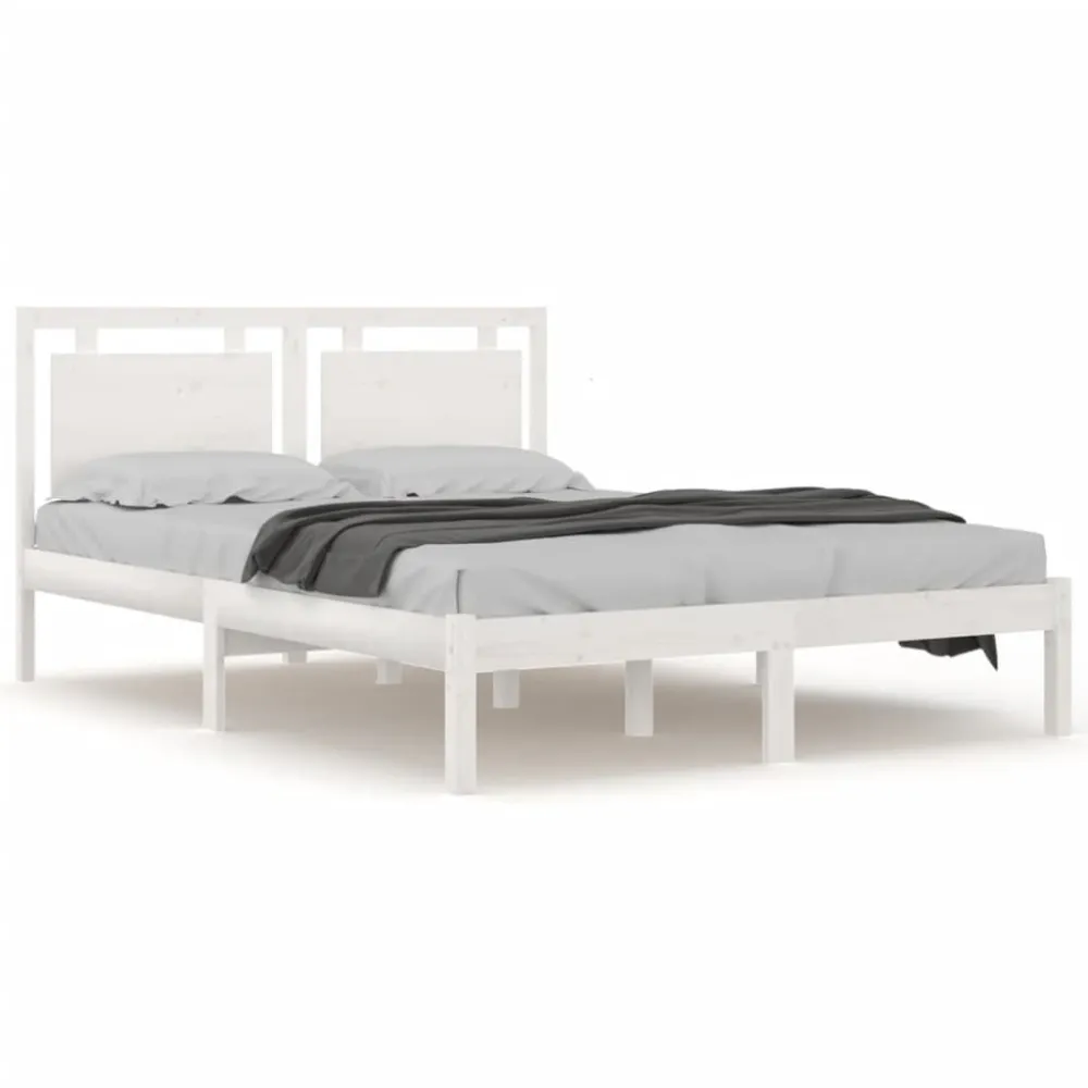 Estrutura de cama 160x200 cm madeira maciç branco