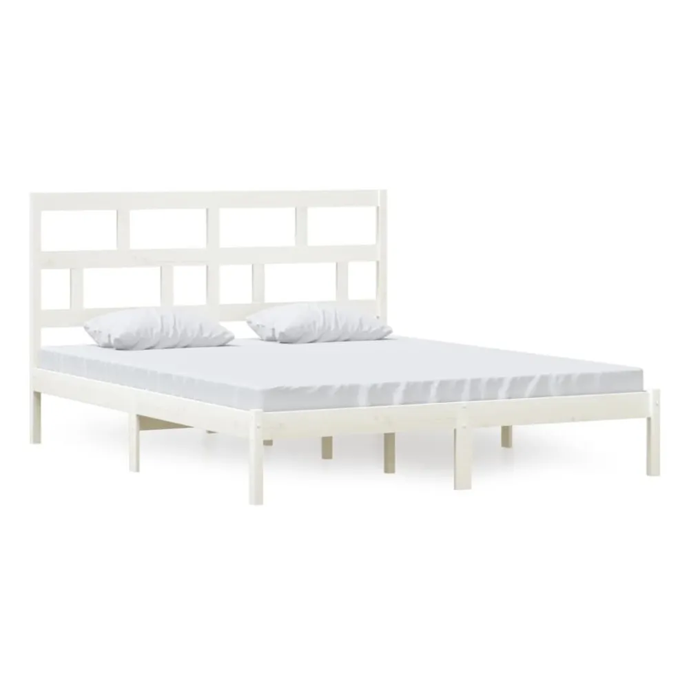 Estrutura de cama 160x200 cm madeira de pinho maciç branco
