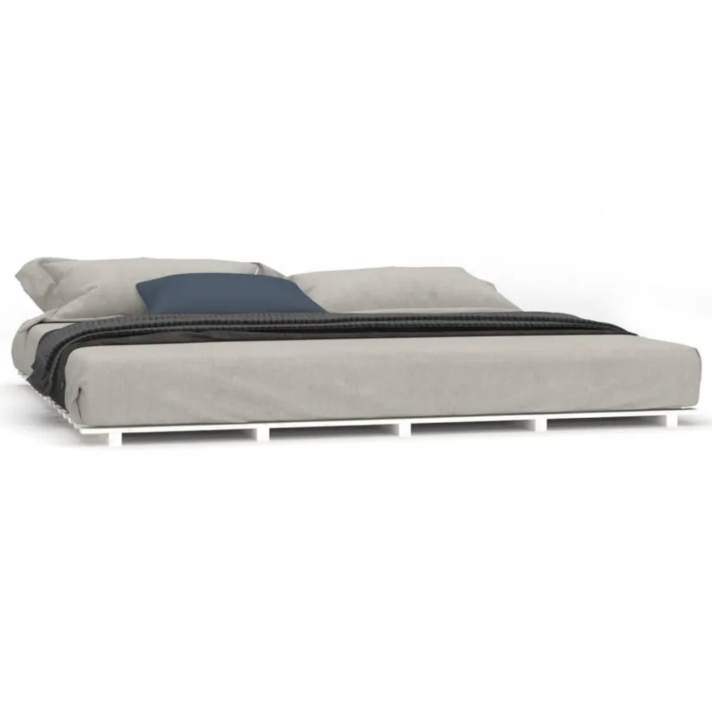 Estrutura de cama 160x200 cm madeira de pinho maciç branco
