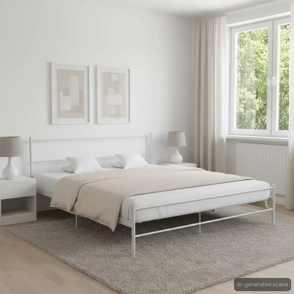 Estrutura de cama 160x200 cm metálico branco