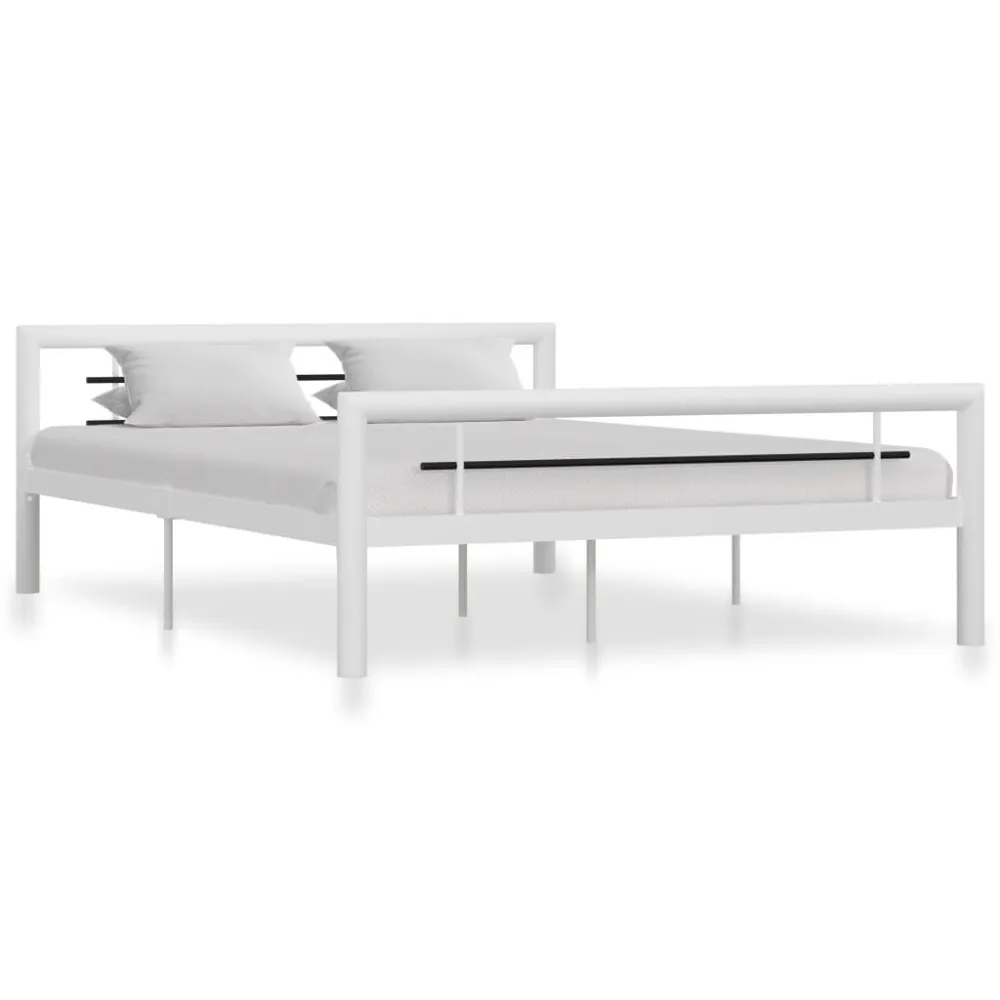 Estrutura de cama 160x200 cm metálico branco e preto