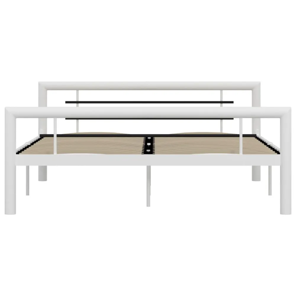 Estrutura de cama 160x200 cm metálico branco e preto