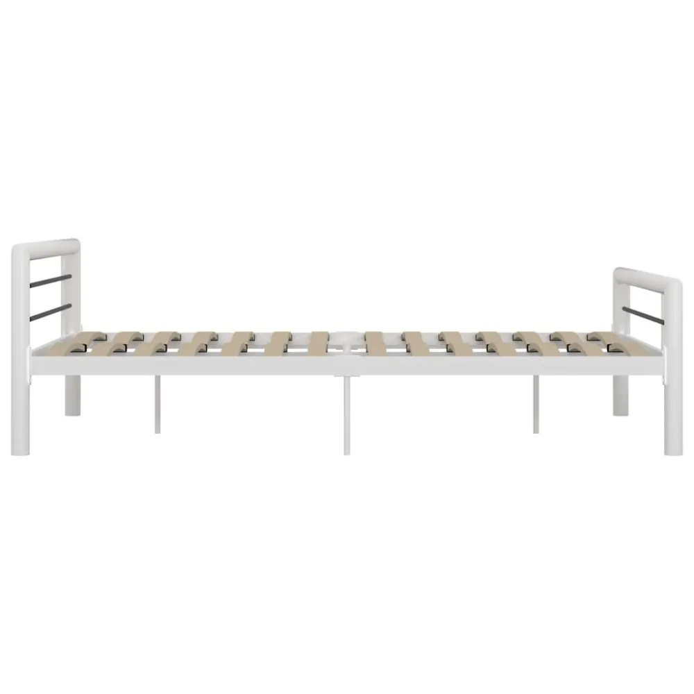 Estrutura de cama 160x200 cm metálico branco e preto