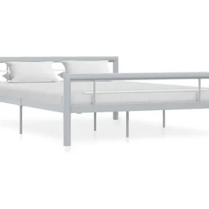 Estrutura de cama 160x200 cm metálico cinzento e branco