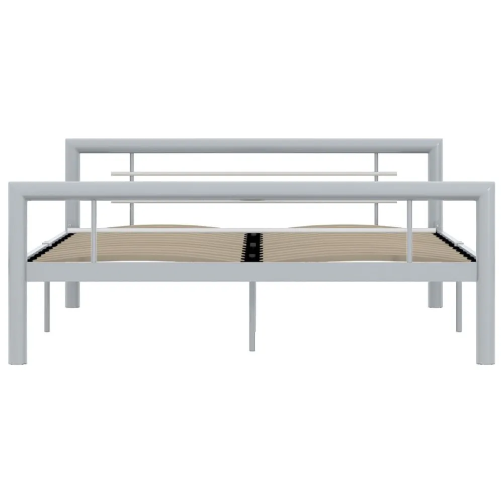 Estrutura de cama 160x200 cm metálico cinzento e branco