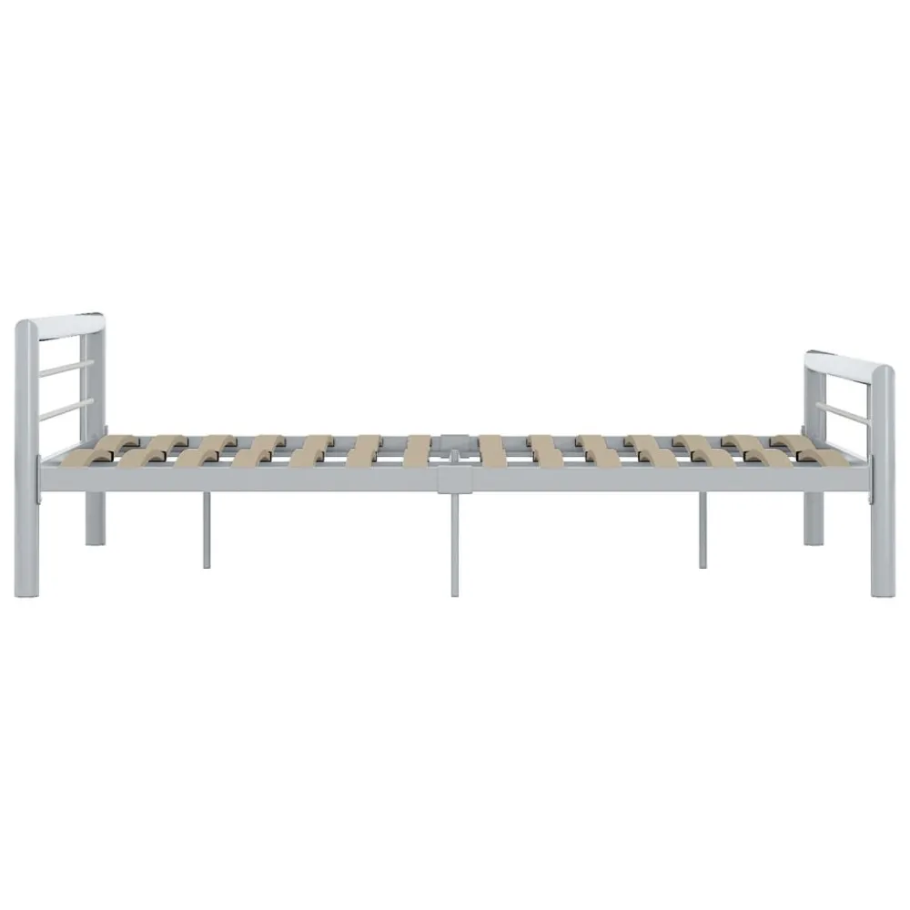 Estrutura de cama 160x200 cm metálico cinzento e branco