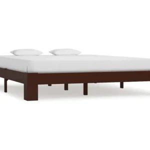 Estrutura de cama 160x200 cm pinho maciço castanho-escuro