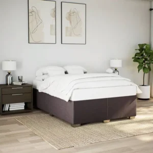 Estrutura de cama 160x200 cm tecido castanho-escuro