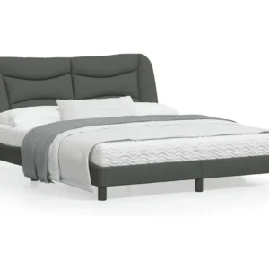 Estrutura de cama 160x200 cm tecido cinzento-escuro