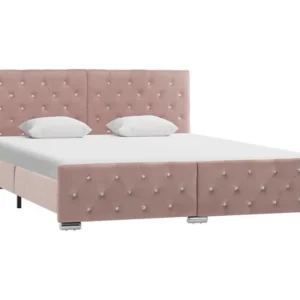 Estrutura de cama 160x200 cm veludo rosa