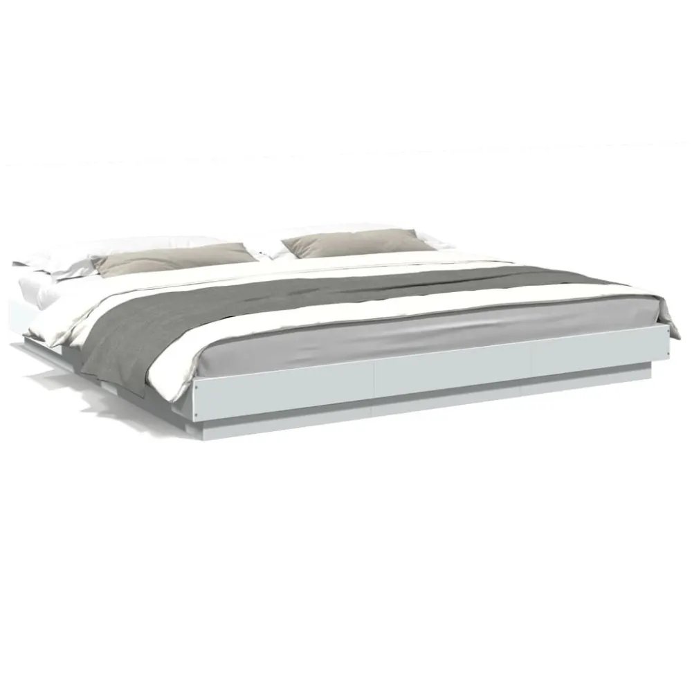 Estrutura de cama 180x200 cm derivados de madeira branco
