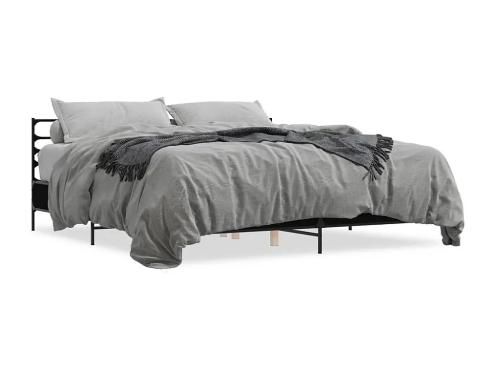 Estrutura de cama 180x200 cm derivados de madeira/metal preto