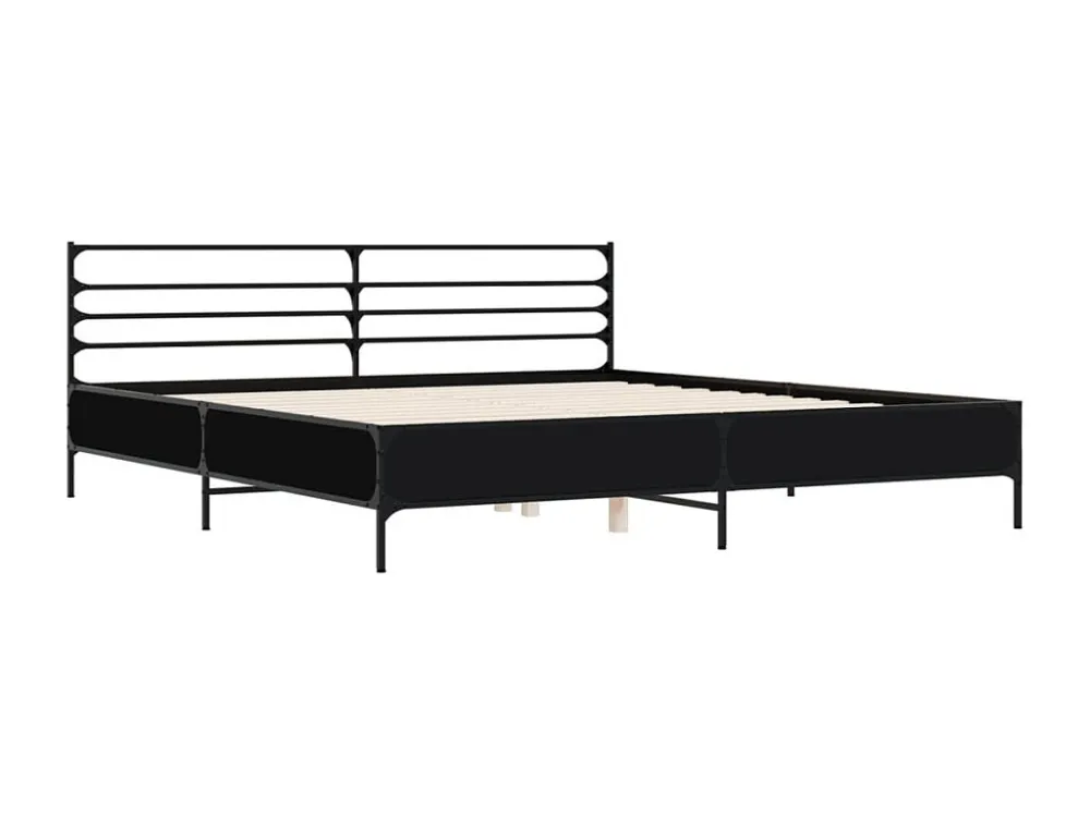 Estrutura de cama 180x200 cm derivados de madeira/metal preto