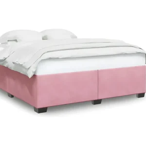 Estrutura de cama 180x200 cm veludo rosa