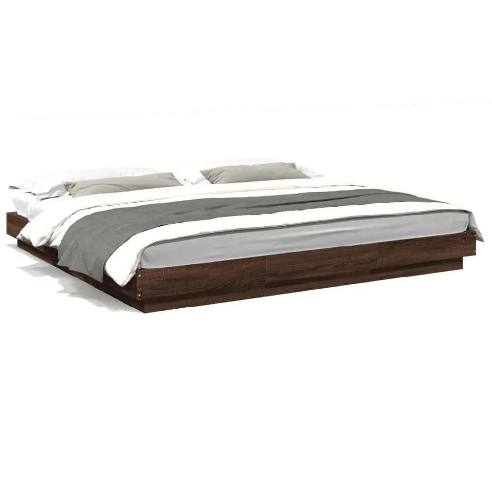 Estrutura de cama 180x200cm derivados madeira carvalho castanho