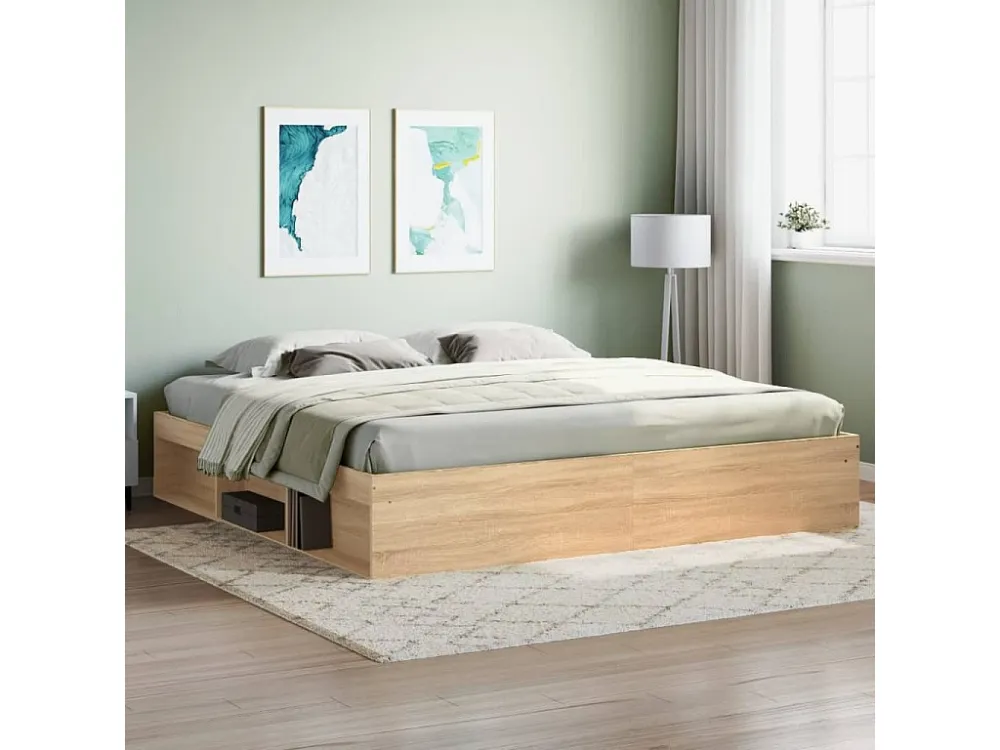 Estrutura de cama 200x200 cm carvalho sonoma