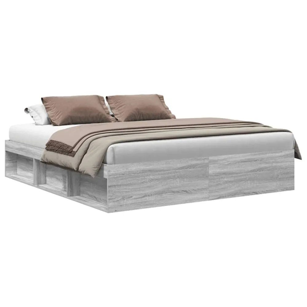 Estrutura de cama 200x200 cm cinzento sonoma